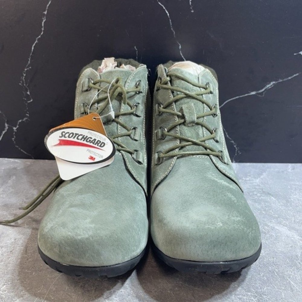 Propet Delaney Suede Ankle Boots, Dusty Sage Green, Size 10 – BRAND NEW W/O TAGS